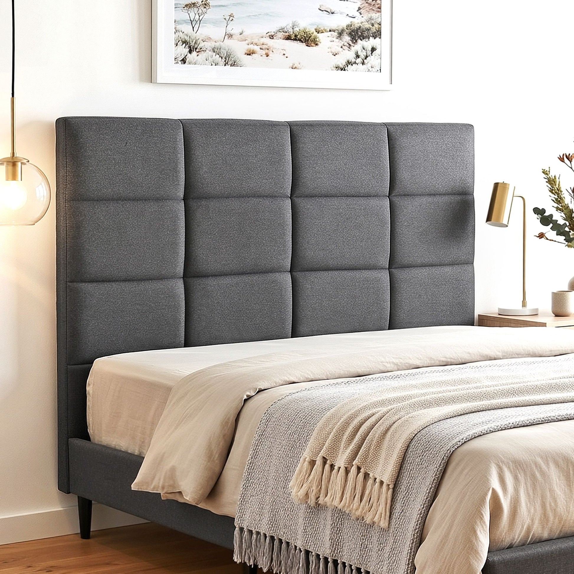 Artiss Bed Headboard Double Bedhead Linen Fabric Charcoal - Homecoze