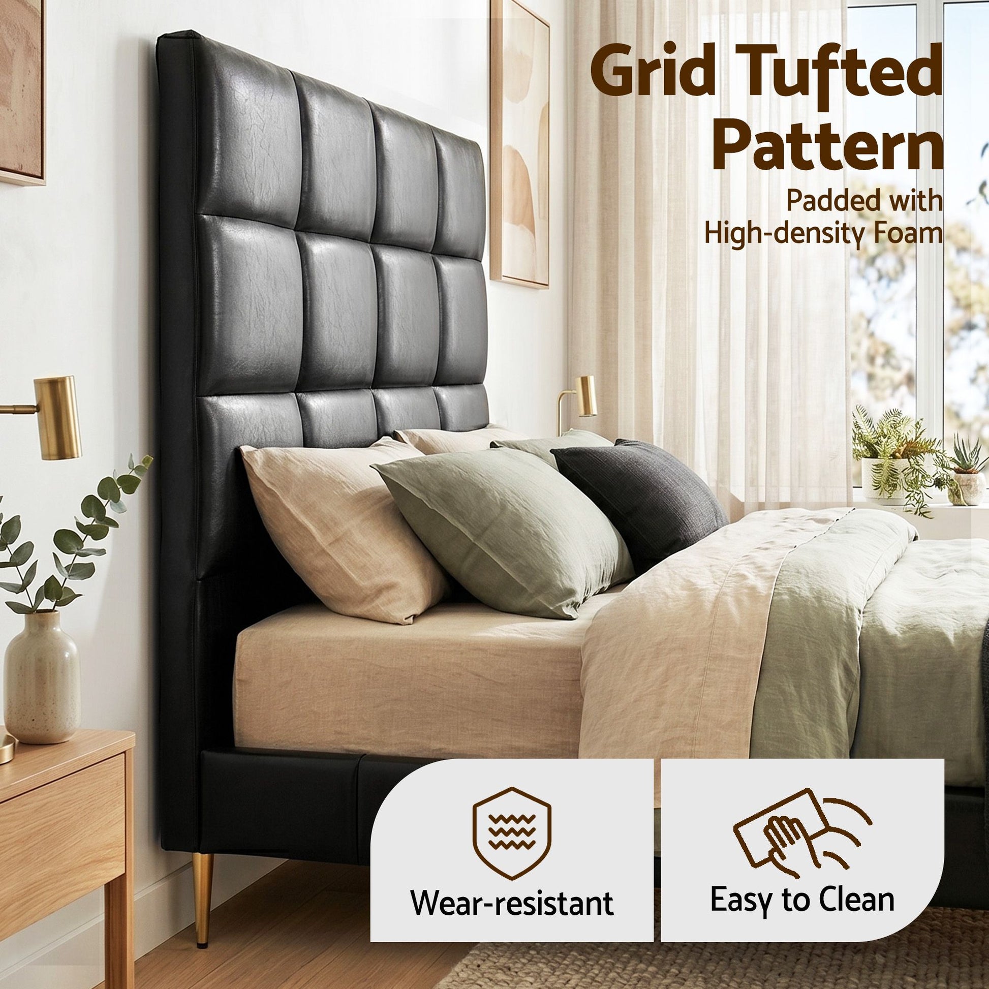Artiss Bed Headboard Queen Bedhead PU Leather Black - Homecoze