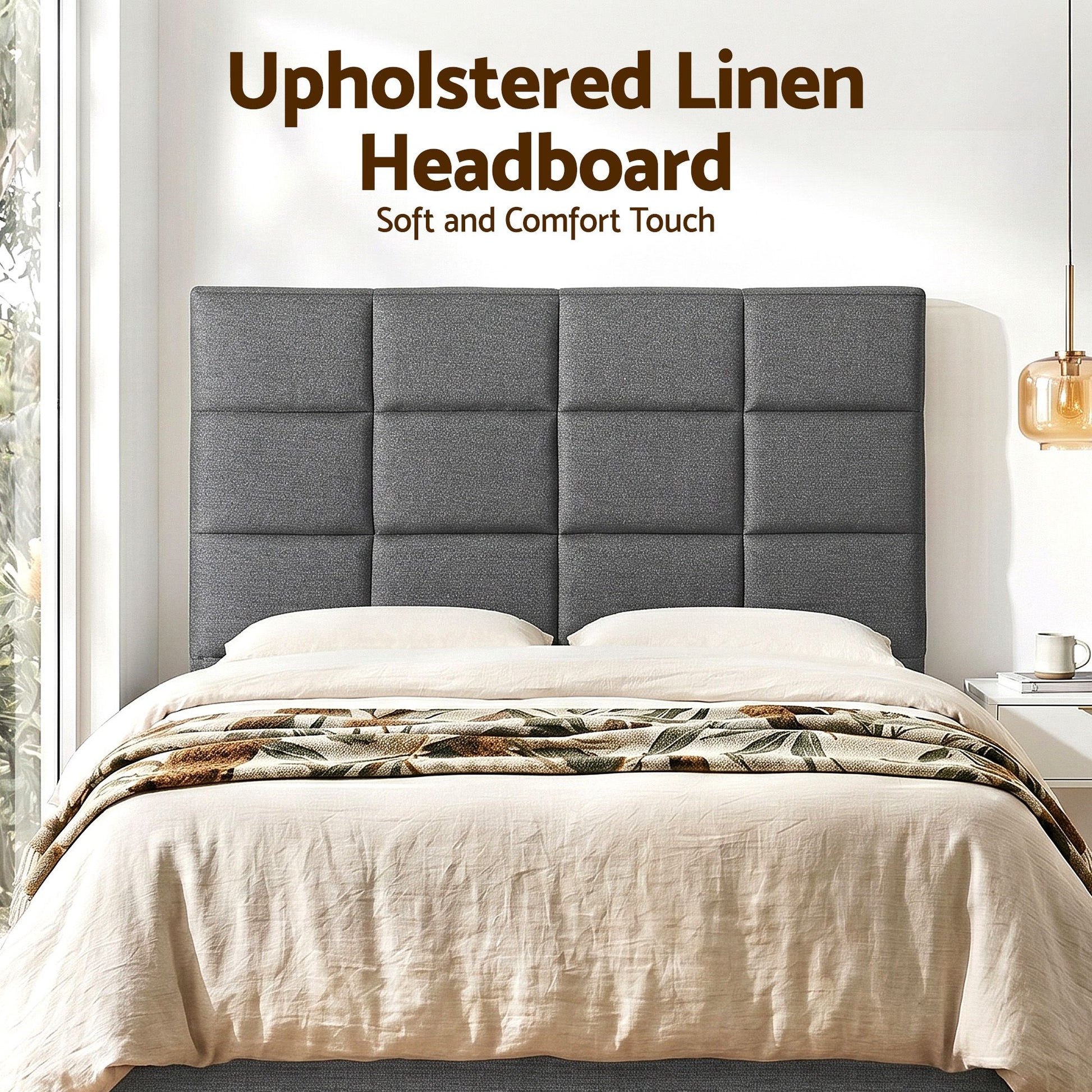 Artiss Bed Headboard Queen Bedhead Linen Fabric Charcoal - Homecoze