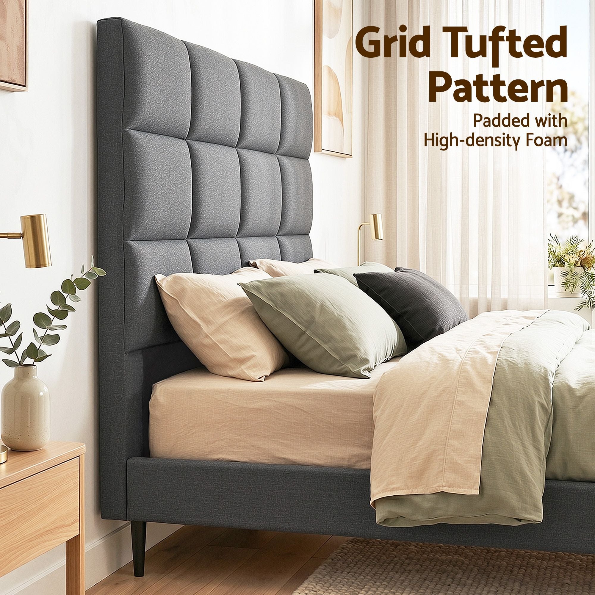 Artiss Bed Headboard Queen Bedhead Linen Fabric Charcoal - Homecoze
