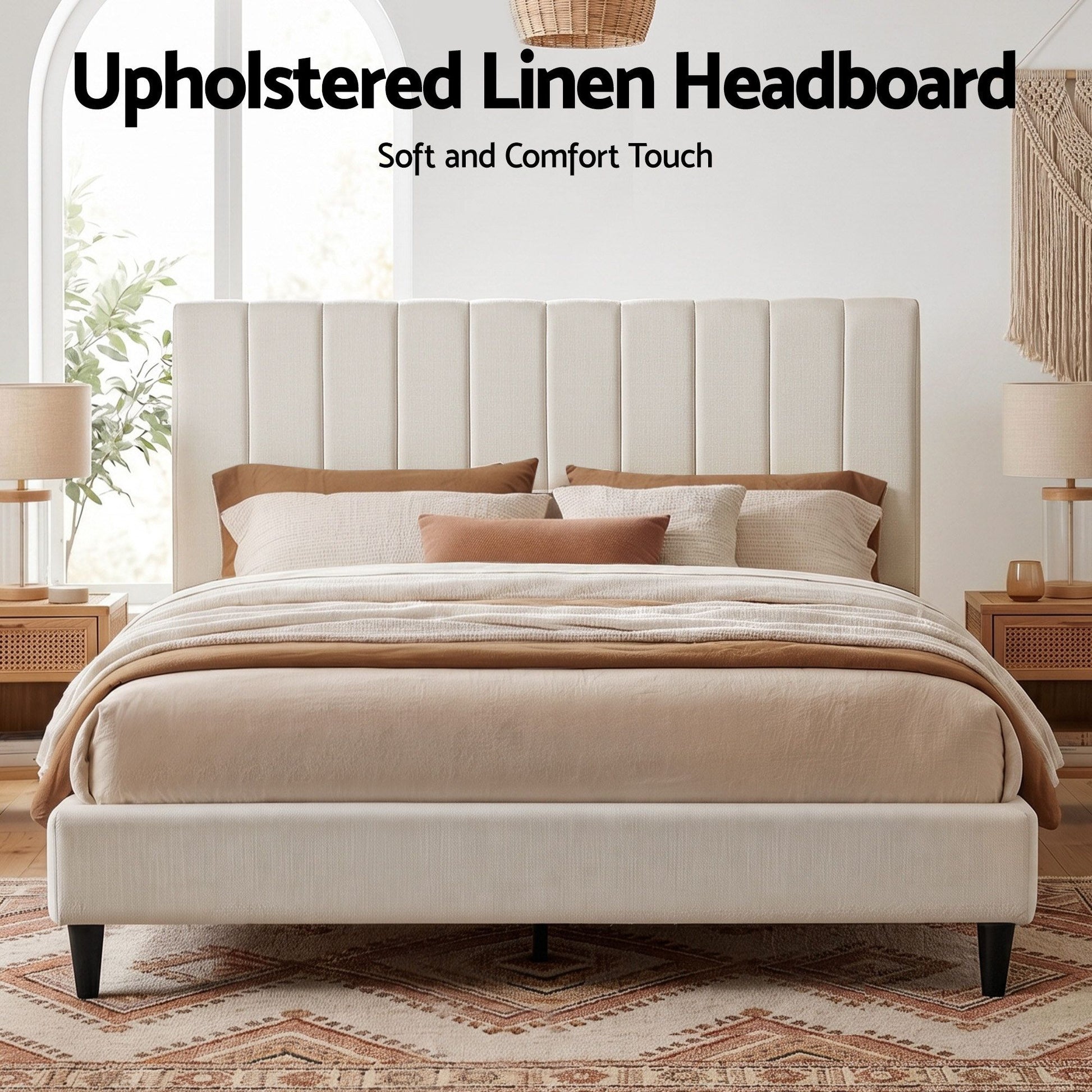 Artiss Bed Head Headboard King Linen 183CM - Beige - Homecoze