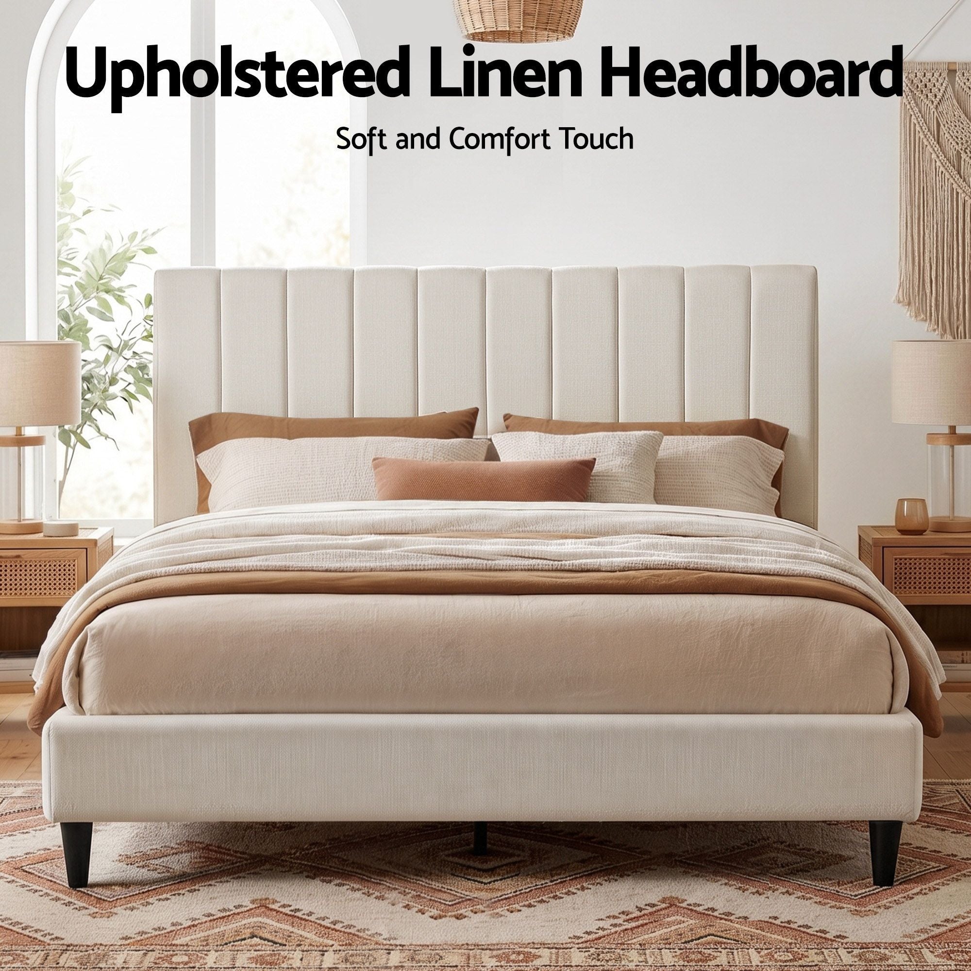 Artiss Bed Head Headboard King Linen 183CM - Beige - Homecoze