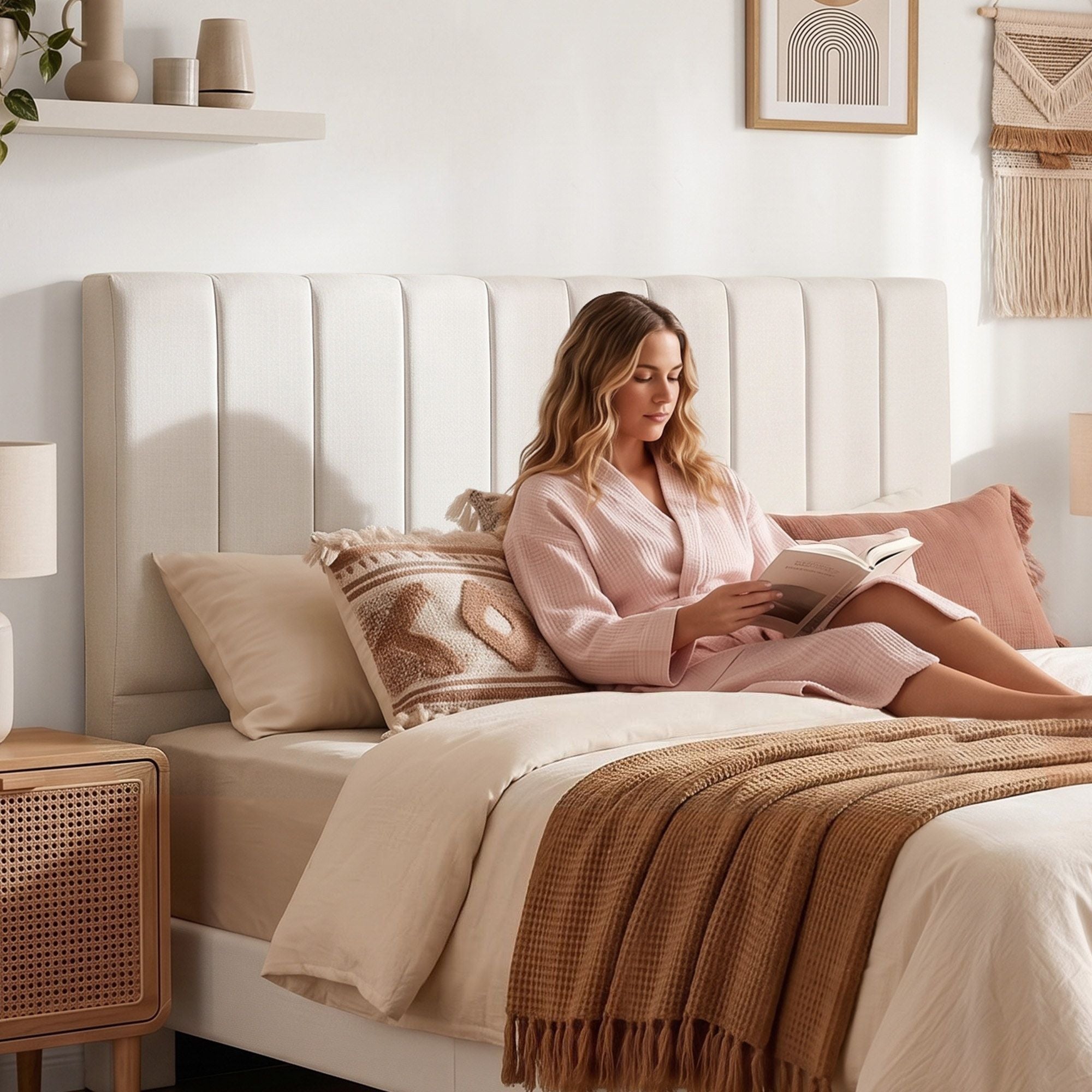 Artiss Bed Head Headboard King Linen 183CM - Beige - Homecoze