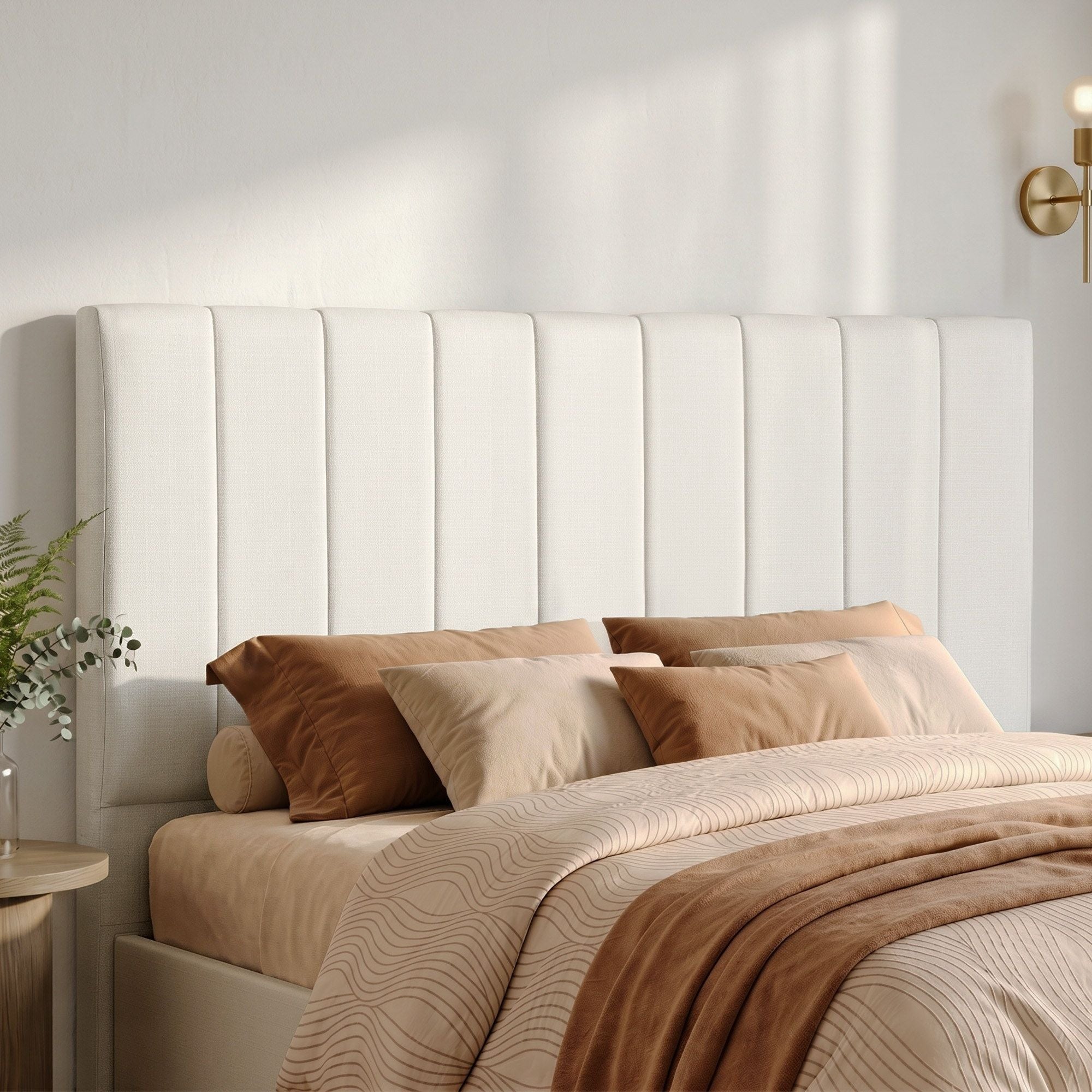 Artiss Bed Head Headboard Queen Linen 153CM - Beige - Homecoze