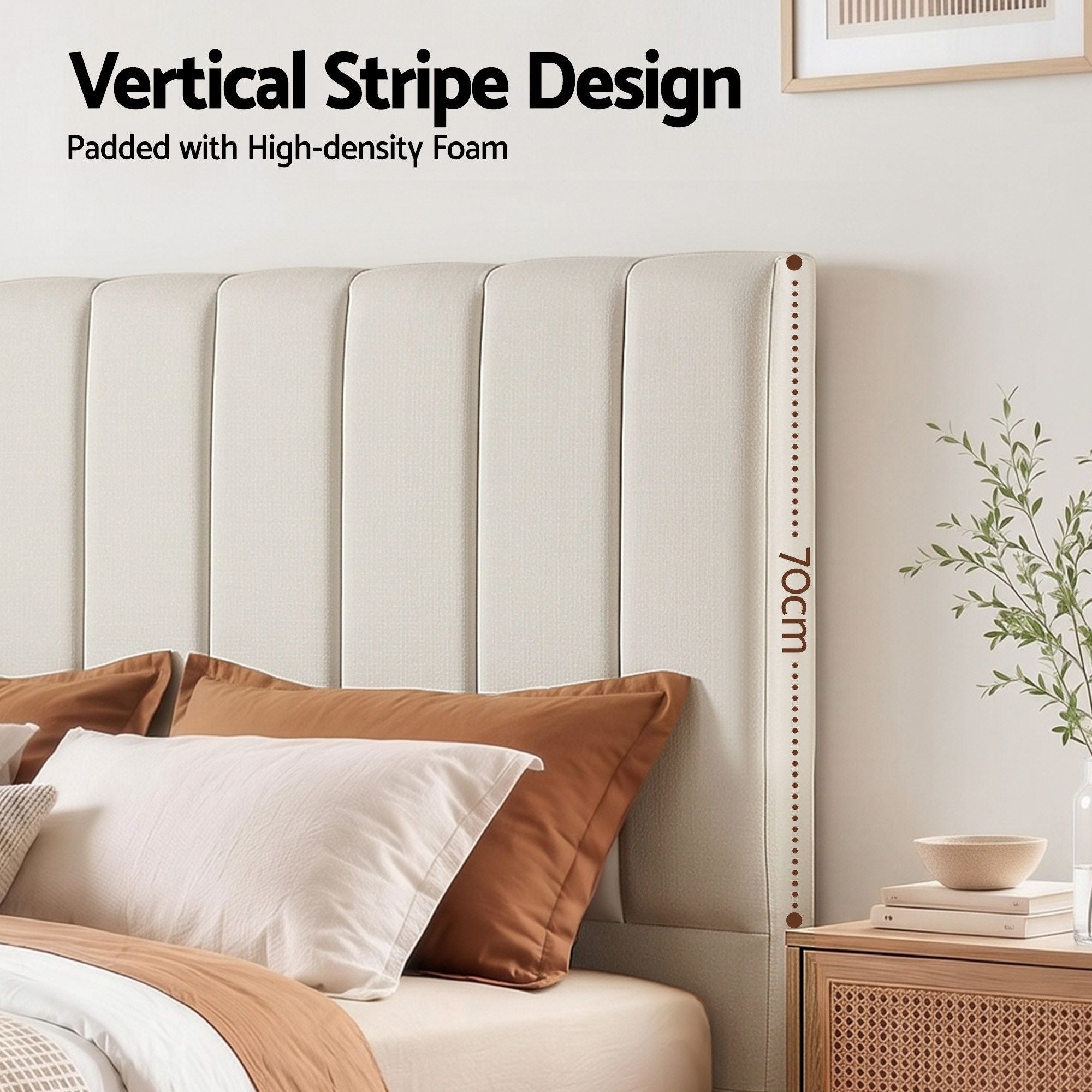 Artiss Bed Head Headboard Queen Linen 153CM - Beige - Homecoze