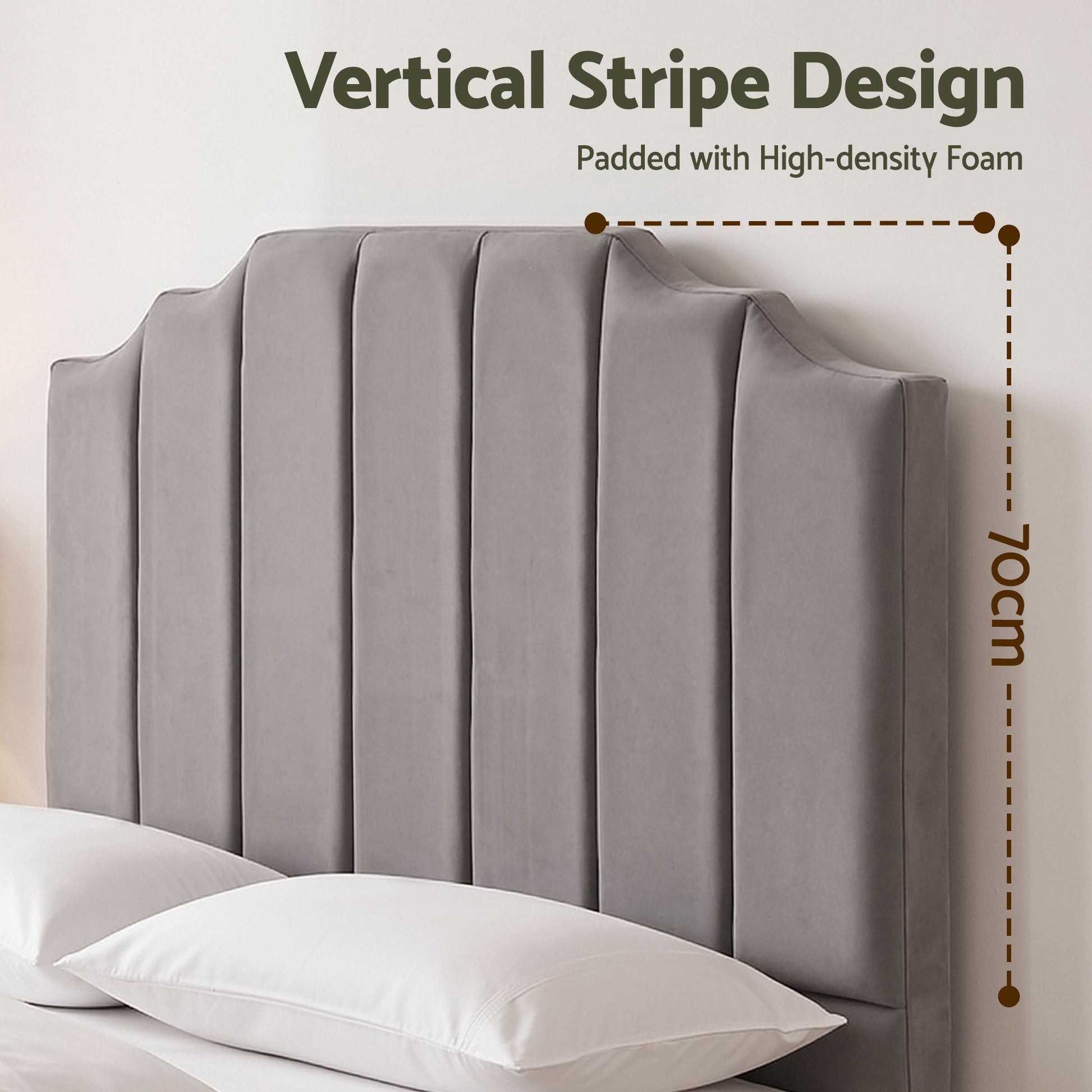 Artiss Bed Head Headboard Double Velvet 138CM - Grey - Homecoze