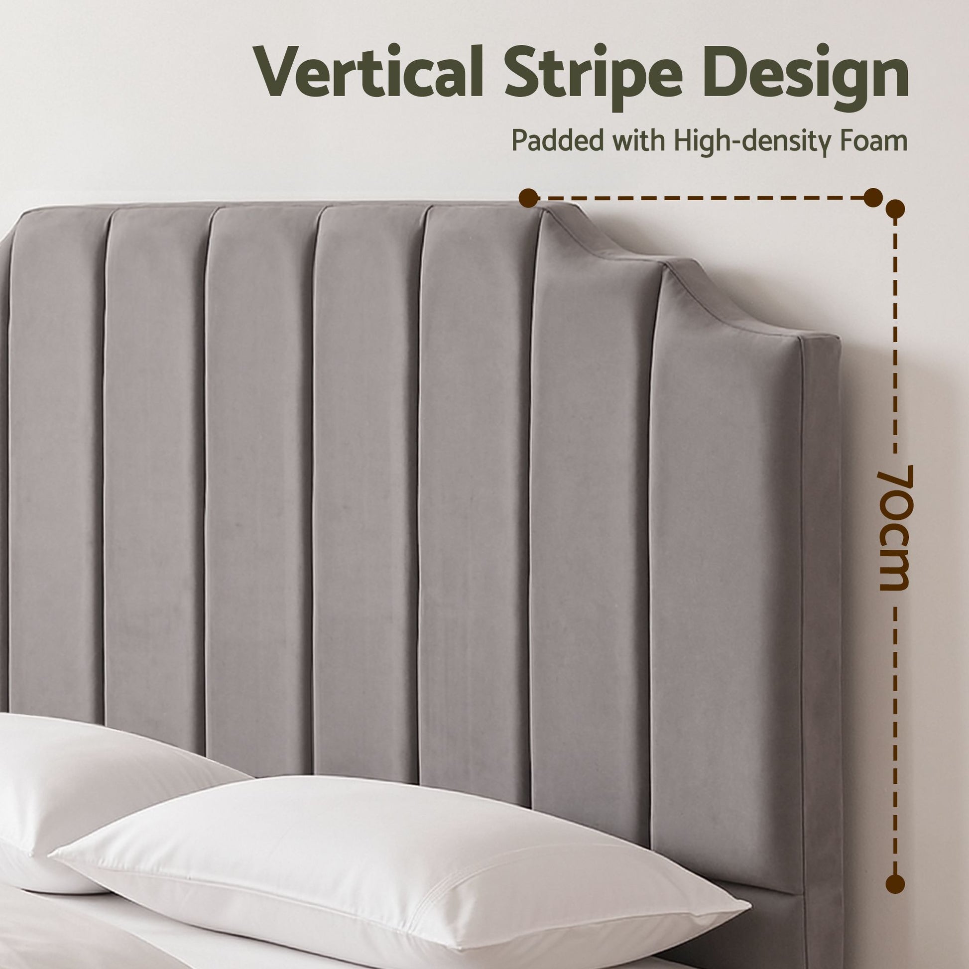 Artiss Bed Head Headboard King Velvet 183CM - Grey - Homecoze