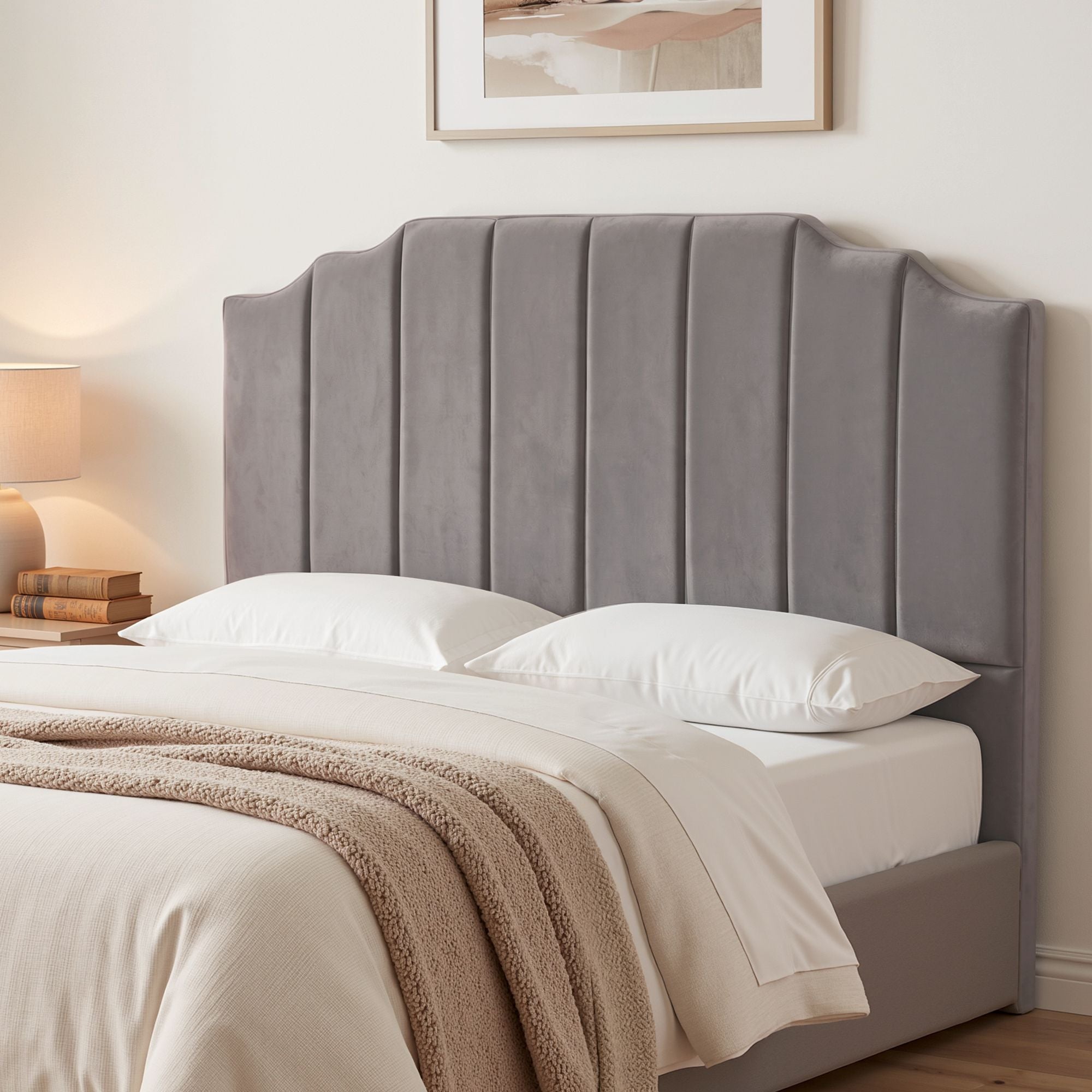 Artiss Bed Head Headboard Queen Velvet 153CM - Grey - Homecoze