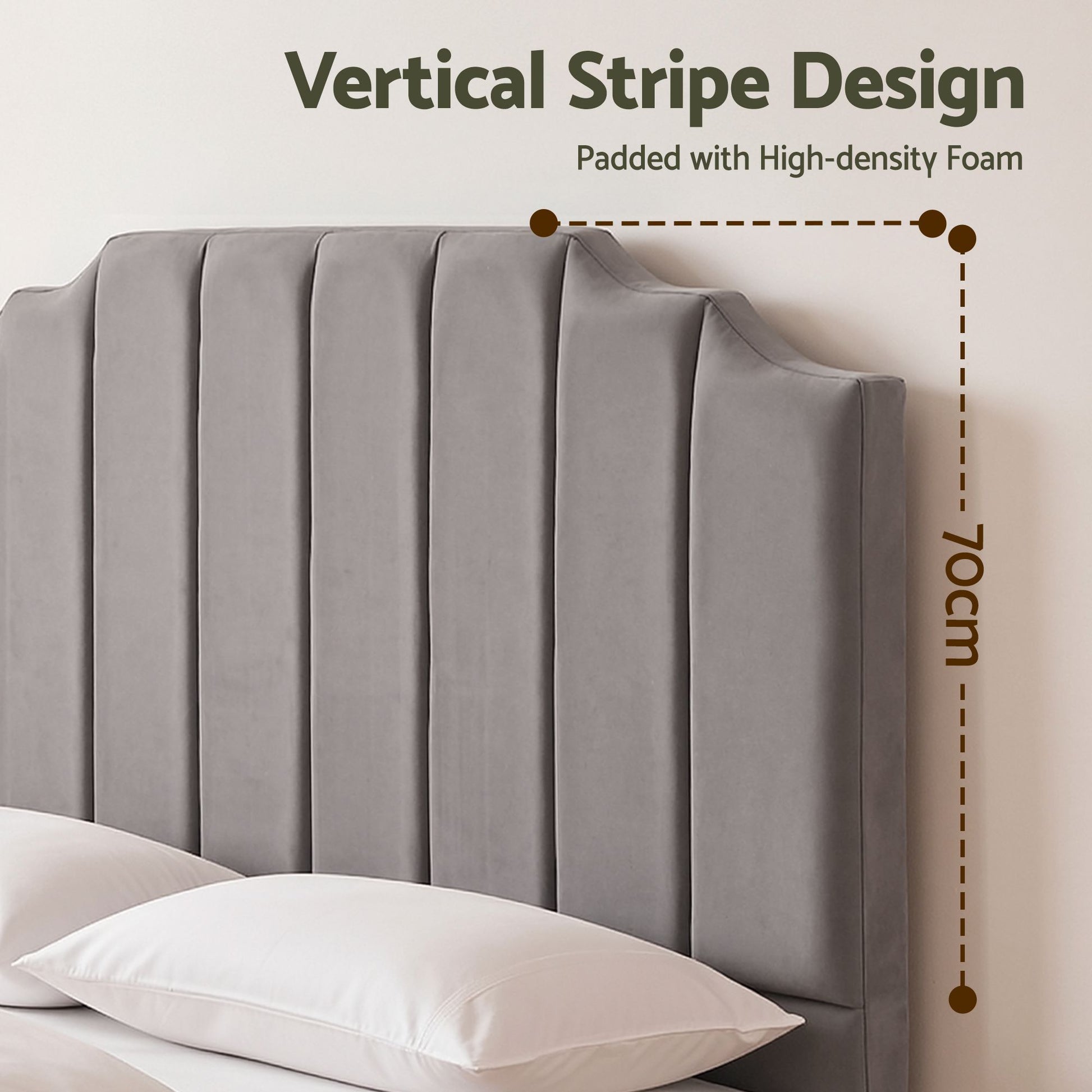 Artiss Bed Head Headboard Queen Velvet 153CM - Grey - Homecoze