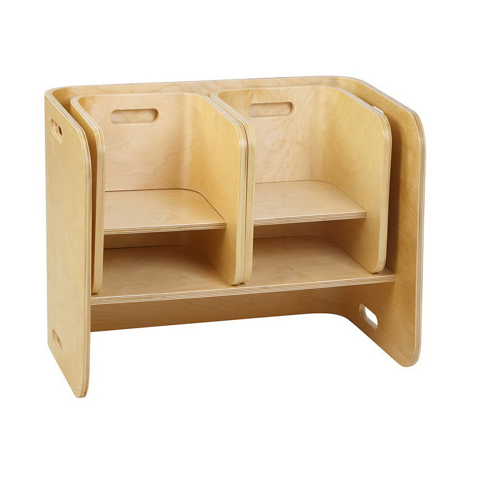 3PC Kids Table and Chairs Storage Desk Set - Natural - Homecoze