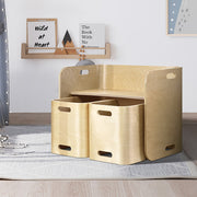 3PC Kids Table and Chairs Storage Desk Set - Natural - Homecoze