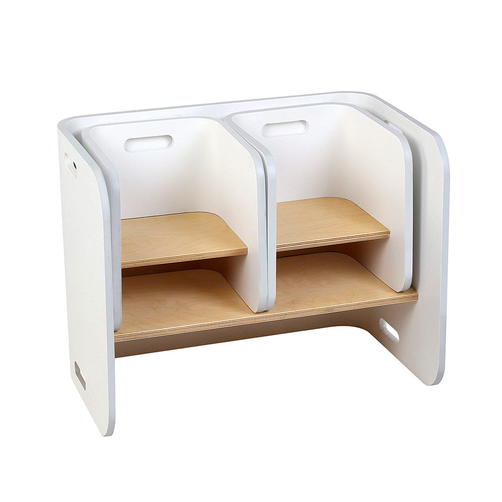3PC Kids Table and Chairs Storage Desk Set - White - Homecoze