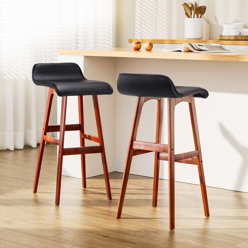Matilda (Set of 2) Wave Bar Stools 74cm - Black - Homecoze