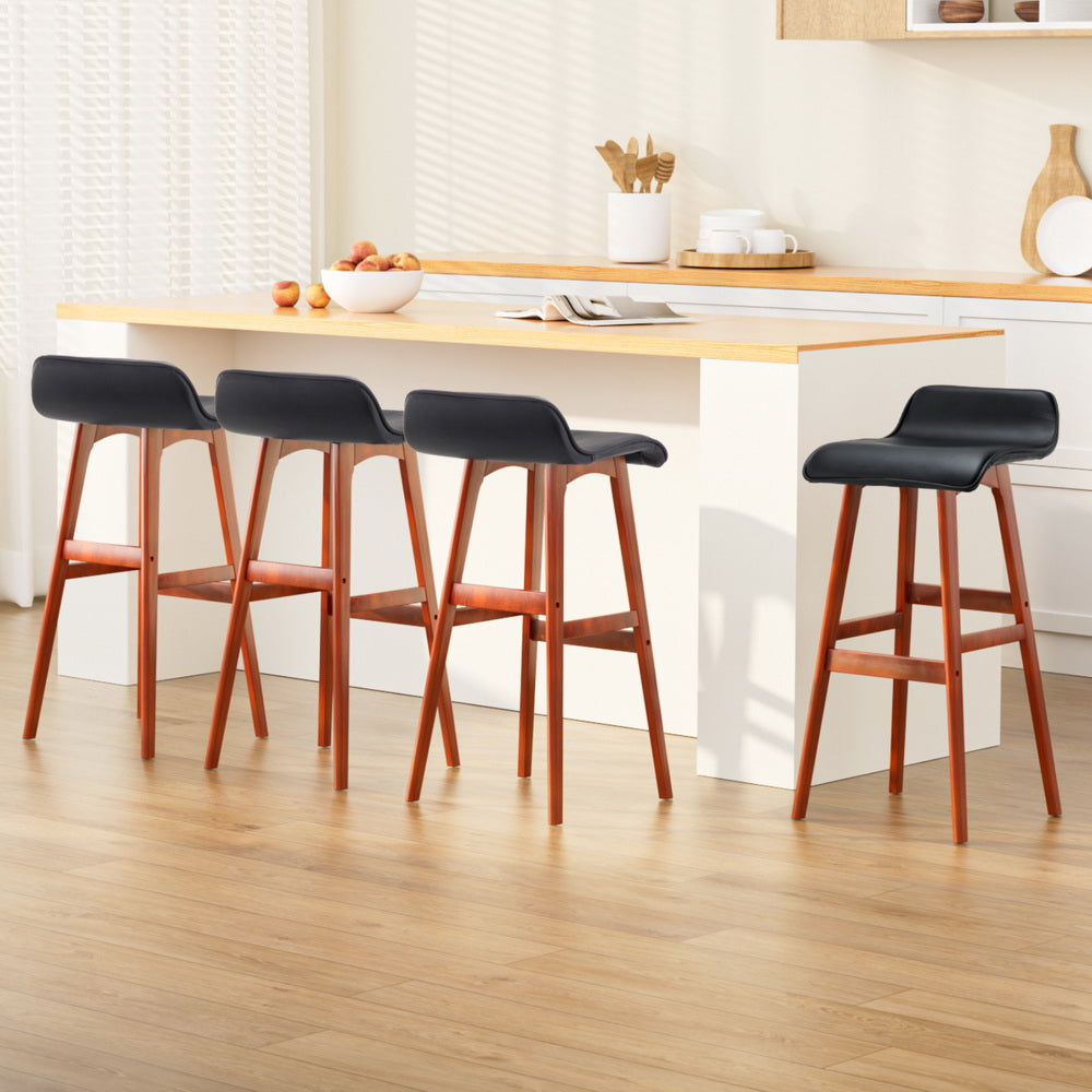 Matilda (Set of 4) Wave Bar Stools 74cm - Black - Homecoze