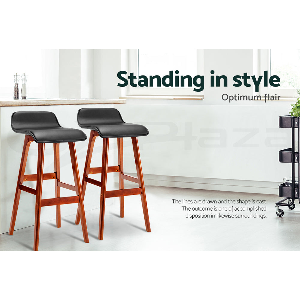 Matilda (Set of 4) Wave Bar Stools 74cm - Black - Homecoze