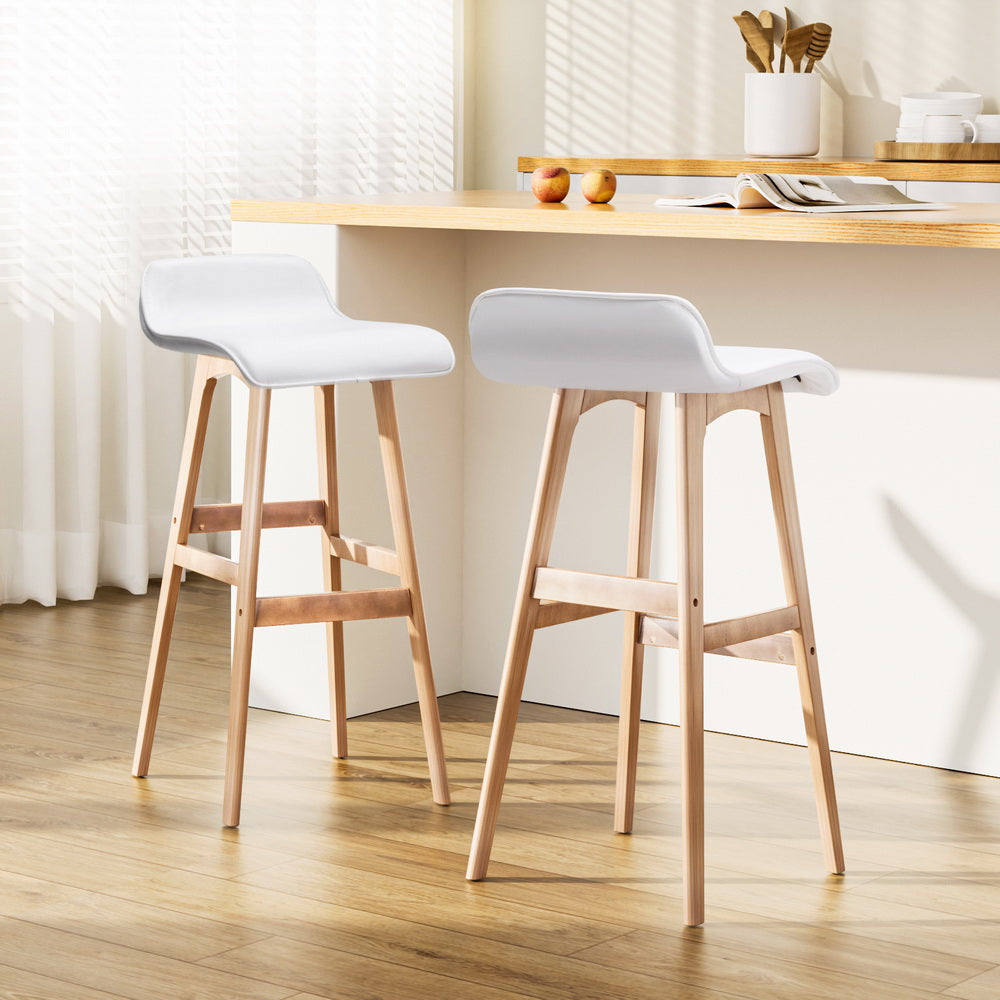 Matilda (Set of 2) Wave Bar Stools 74cm - White - Homecoze