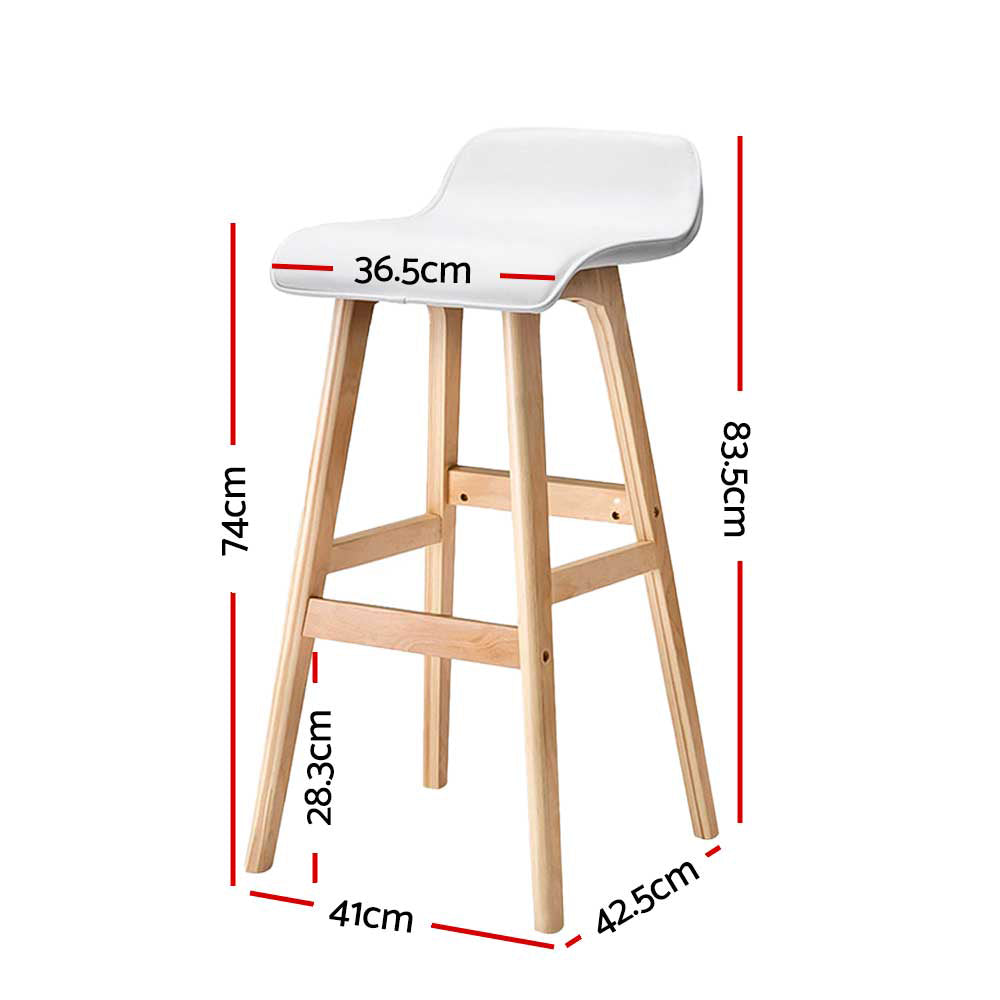 Matilda (Set of 2) Wave Bar Stools 74cm - White - Homecoze