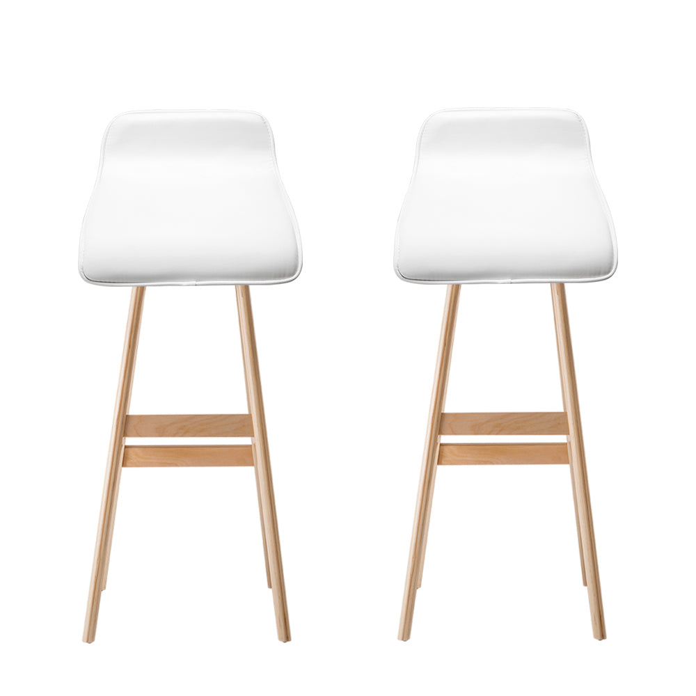 Matilda (Set of 2) Wave Bar Stools 74cm - White - Homecoze