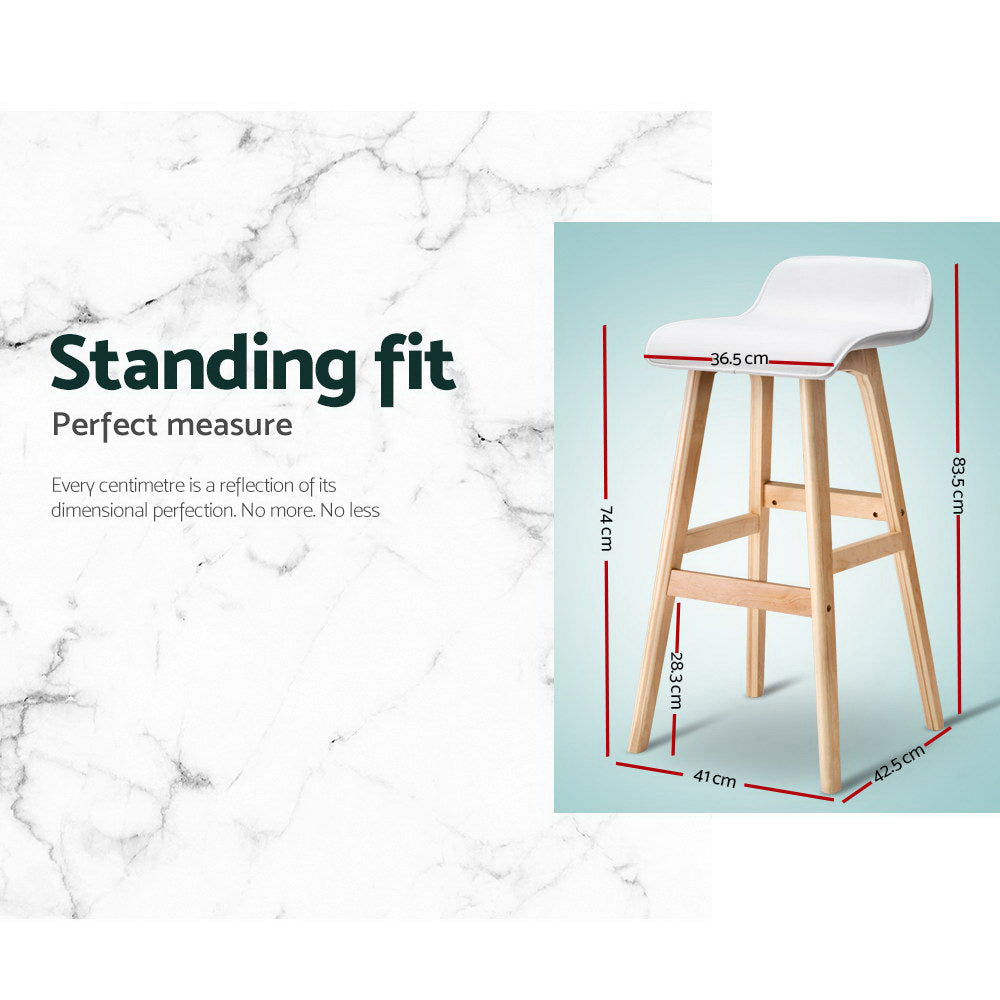 Matilda (Set of 2) Wave Bar Stools 74cm - White - Homecoze