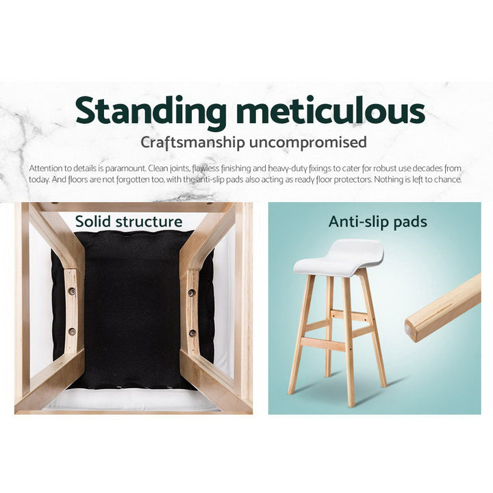 Matilda (Set of 2) Wave Bar Stools 74cm - White - Homecoze