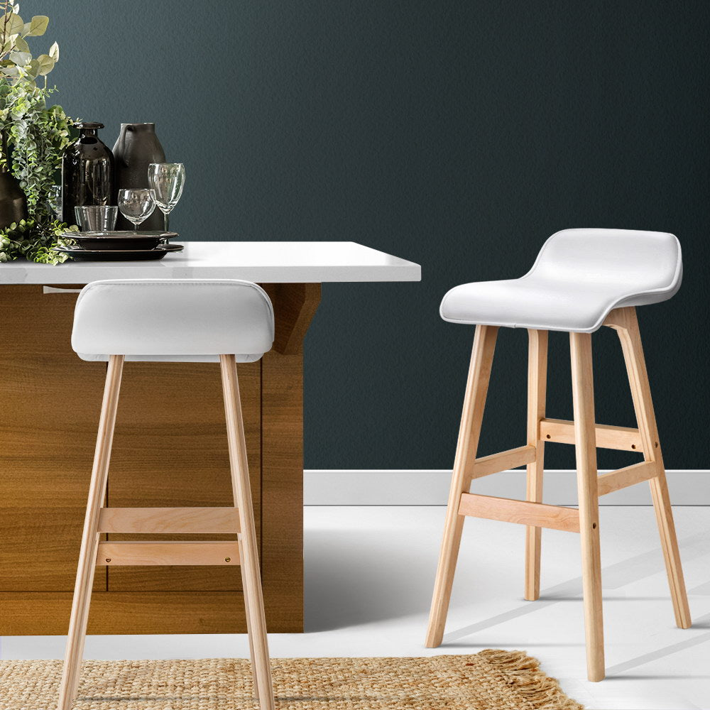 Matilda (Set of 2) Wave Bar Stools 74cm - White - Homecoze