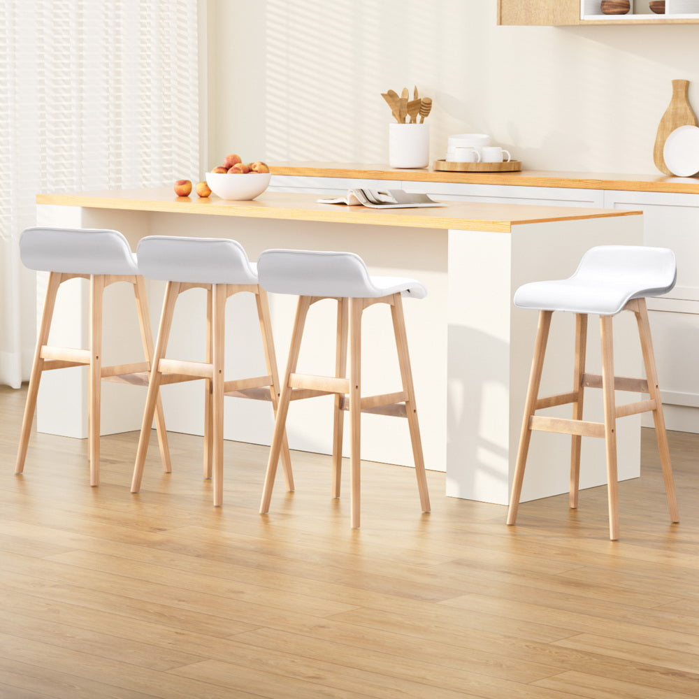 Matilda (Set of 4) Wave Bar Stools 74cm - White - Homecoze