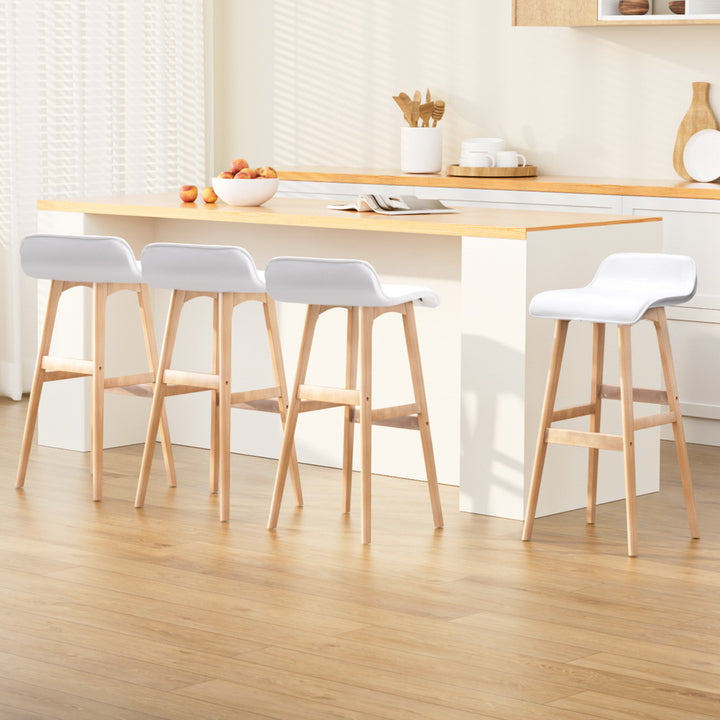 Matilda (Set of 4) Wave Bar Stools 74cm - White - Homecoze
