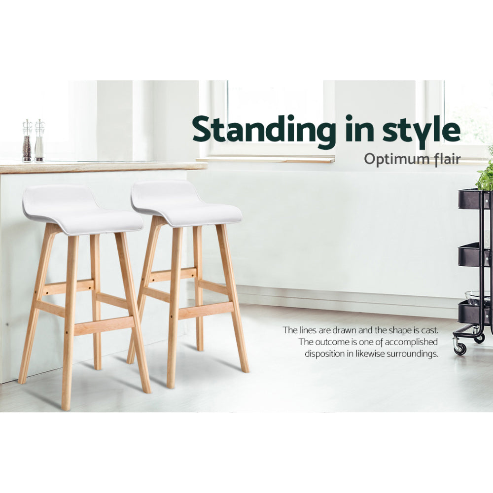 Matilda (Set of 4) Wave Bar Stools 74cm - White - Homecoze