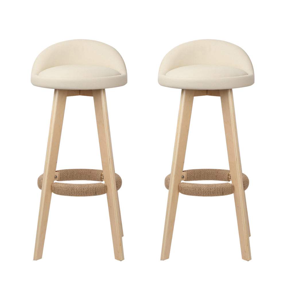 Zoe (Set of 2) PU Leather Bar Stools 69cm - Beige - Homecoze