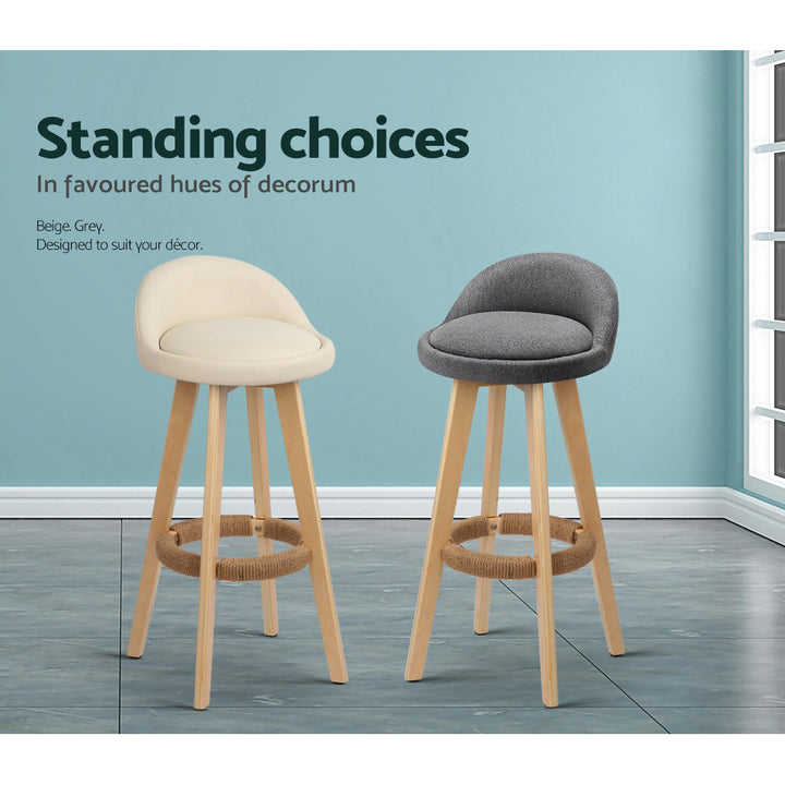 Zoe (Set of 2) PU Leather Bar Stools 69cm - Beige - Homecoze