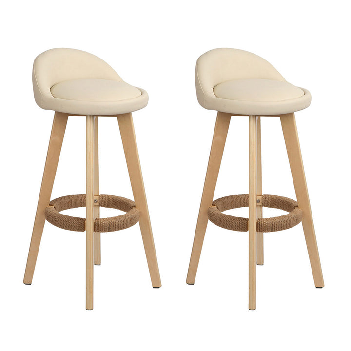 Zoe (Set of 2) PU Leather Bar Stools 69cm - Beige - Homecoze