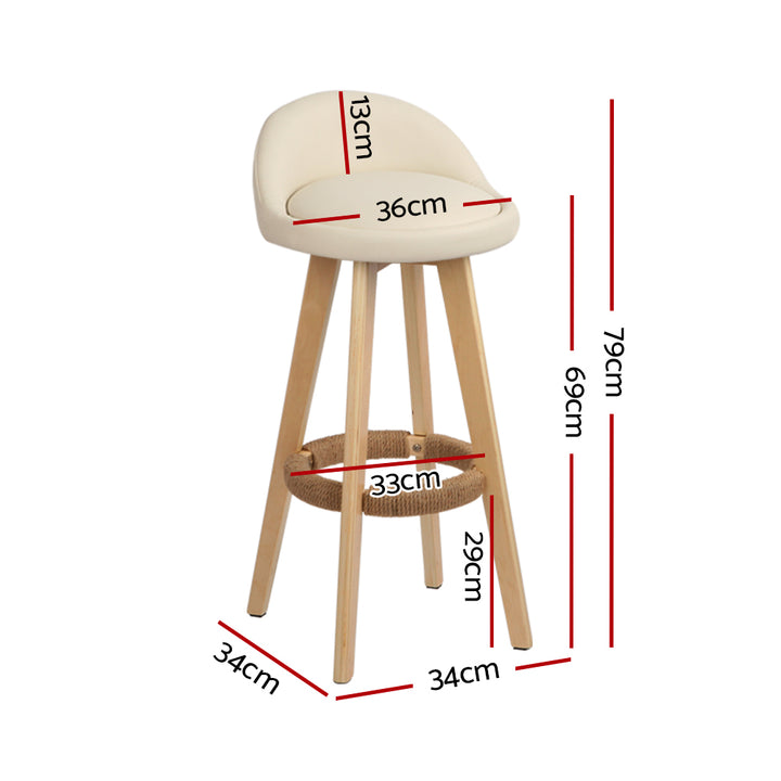 Zoe (Set of 4) PU Leather Bar Stools 69cm - Beige - Homecoze