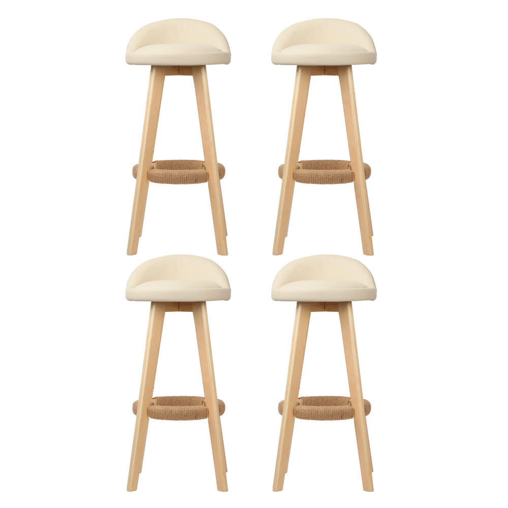 Zoe (Set of 4) PU Leather Bar Stools 69cm - Beige - Homecoze