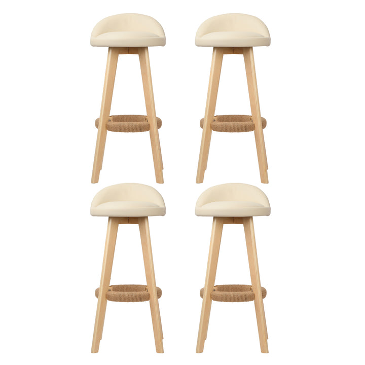 Zoe (Set of 4) PU Leather Bar Stools 69cm - Beige - Homecoze