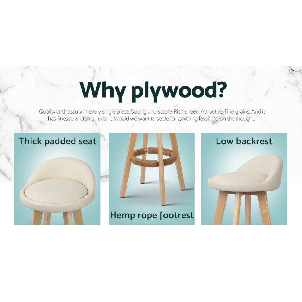 Zoe (Set of 4) PU Leather Bar Stools 69cm - Beige - Homecoze