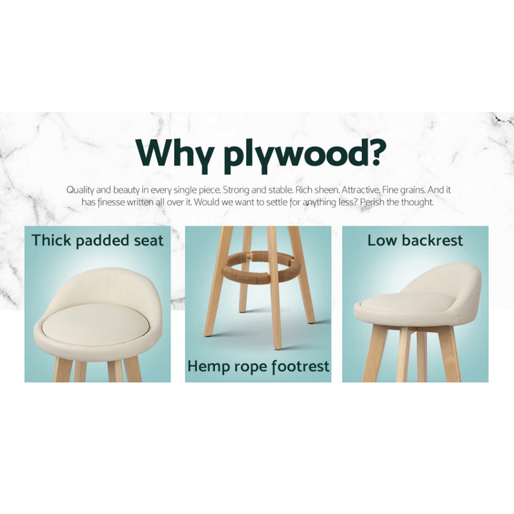 Zoe (Set of 4) PU Leather Bar Stools 69cm - Beige - Homecoze