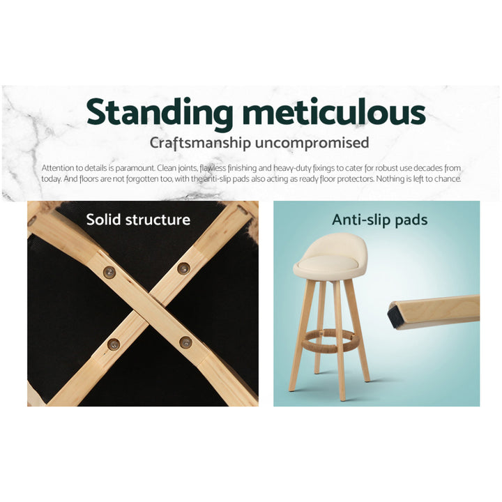 Zoe (Set of 4) PU Leather Bar Stools 69cm - Beige - Homecoze