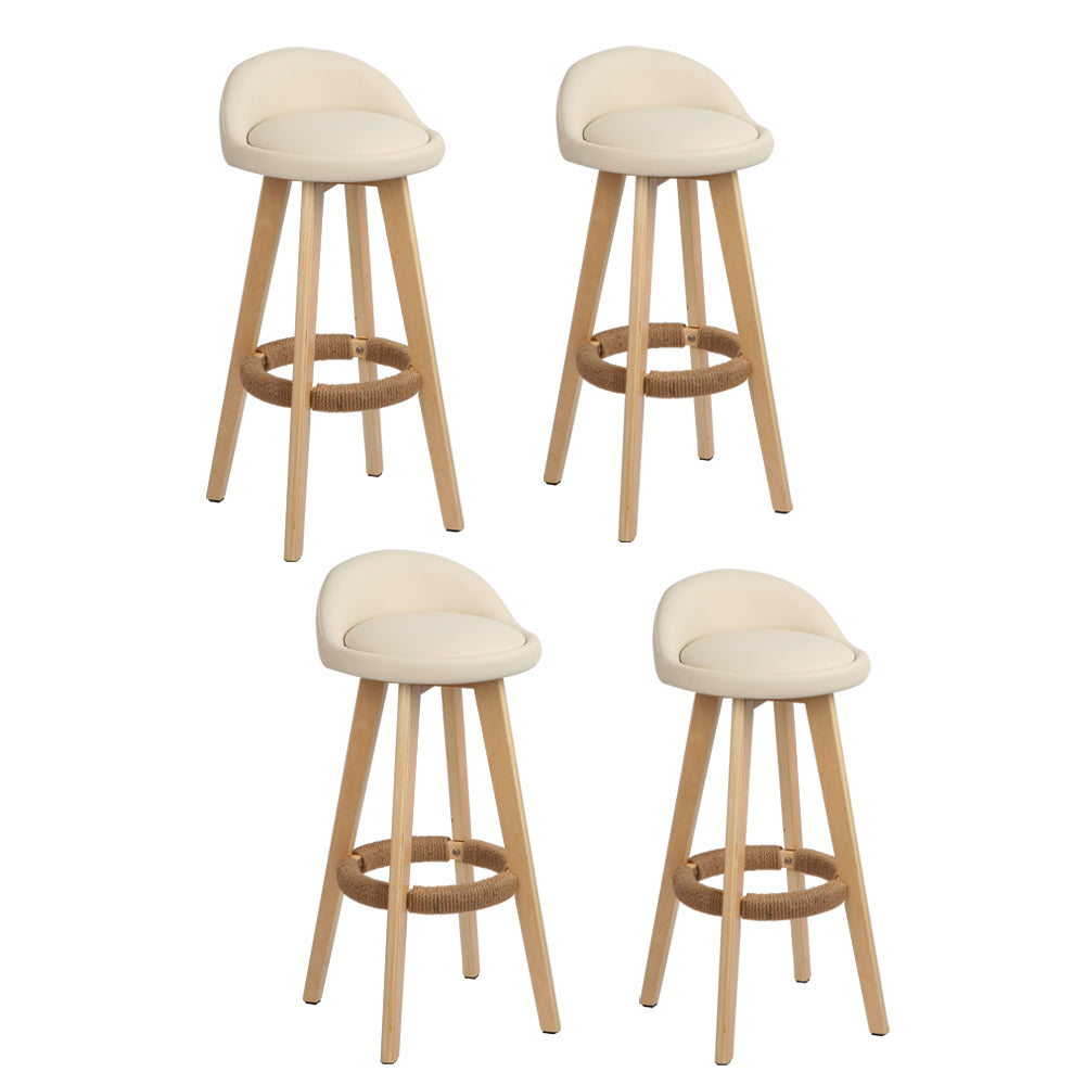 Zoe (Set of 4) PU Leather Bar Stools 69cm - Beige - Homecoze