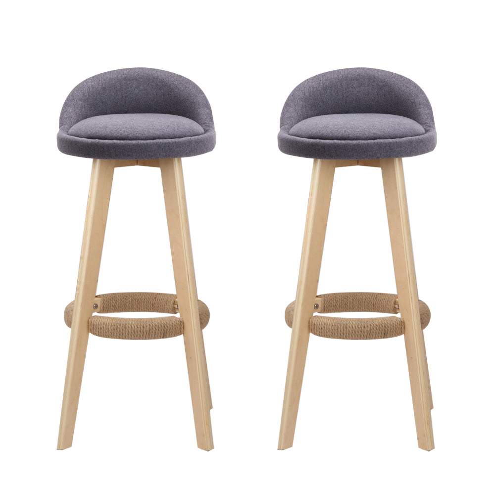 Zoe (Set of 2) Fabric Bar Stools 69cm - Grey - Homecoze