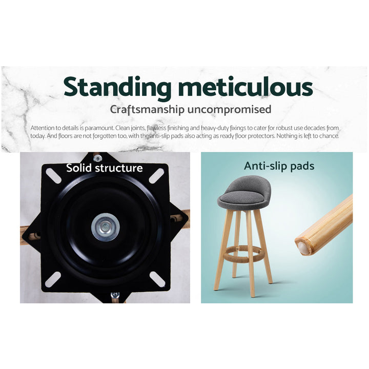 Zoe (Set of 2) Fabric Bar Stools 69cm - Grey - Homecoze