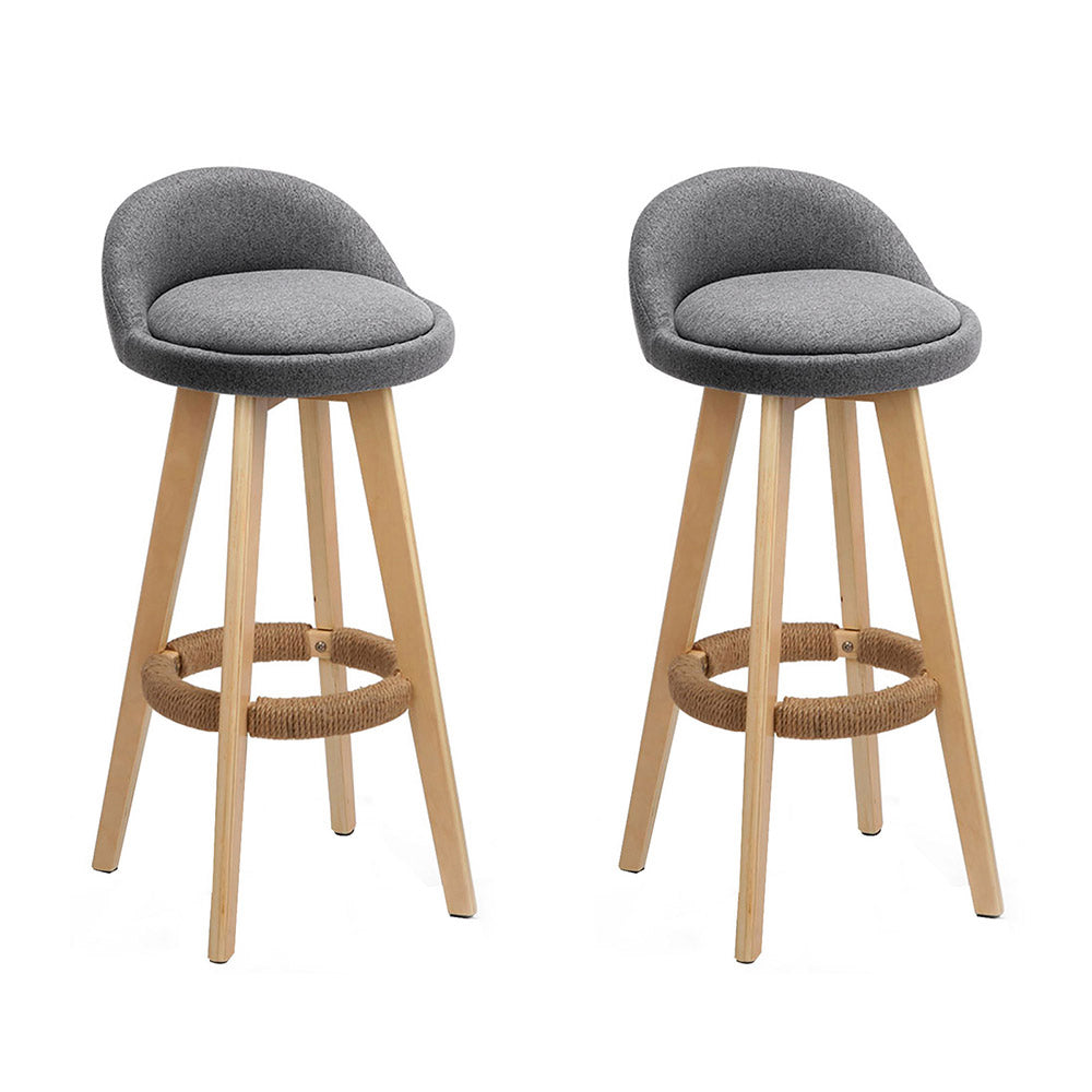Zoe (Set of 2) Fabric Bar Stools 69cm - Grey - Homecoze