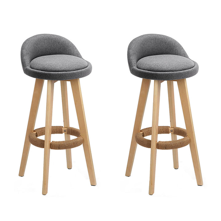 Zoe (Set of 2) Fabric Bar Stools 69cm - Grey - Homecoze