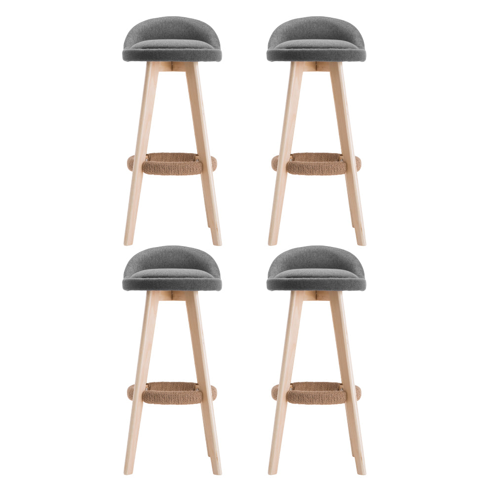 Zoe (Set of 4) Fabric Bar Stools 69cm - Grey - Homecoze