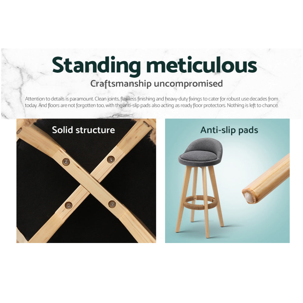 Zoe (Set of 4) Fabric Bar Stools 69cm - Grey - Homecoze