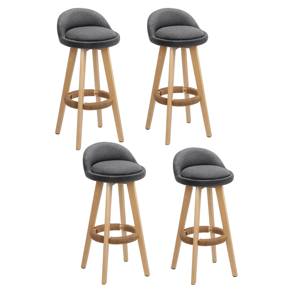Zoe (Set of 4) Fabric Bar Stools 69cm - Grey - Homecoze