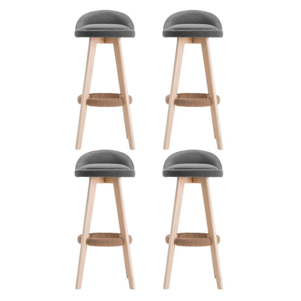 Zoe (Set of 4) Fabric Bar Stools 69cm - Grey