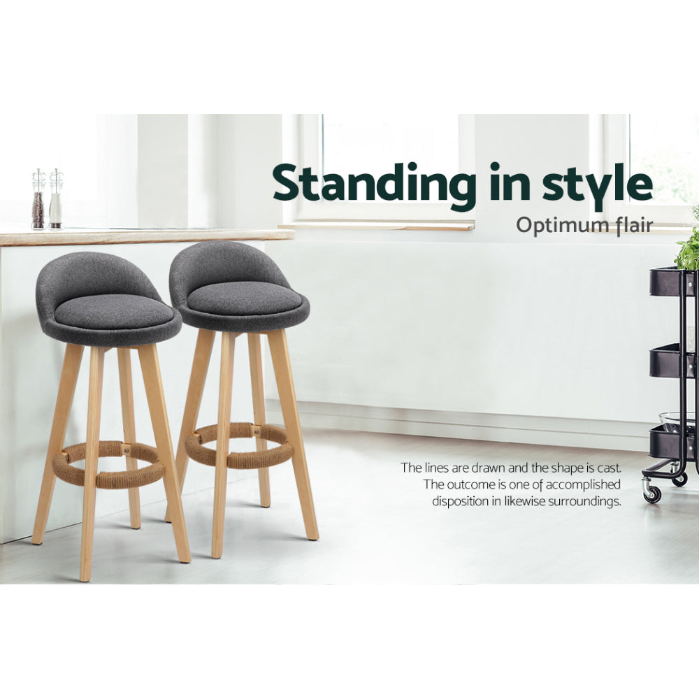 Zoe (Set of 4) Fabric Bar Stools 69cm - Grey