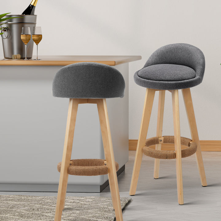 Zoe (Set of 4) Fabric Bar Stools 69cm - Grey