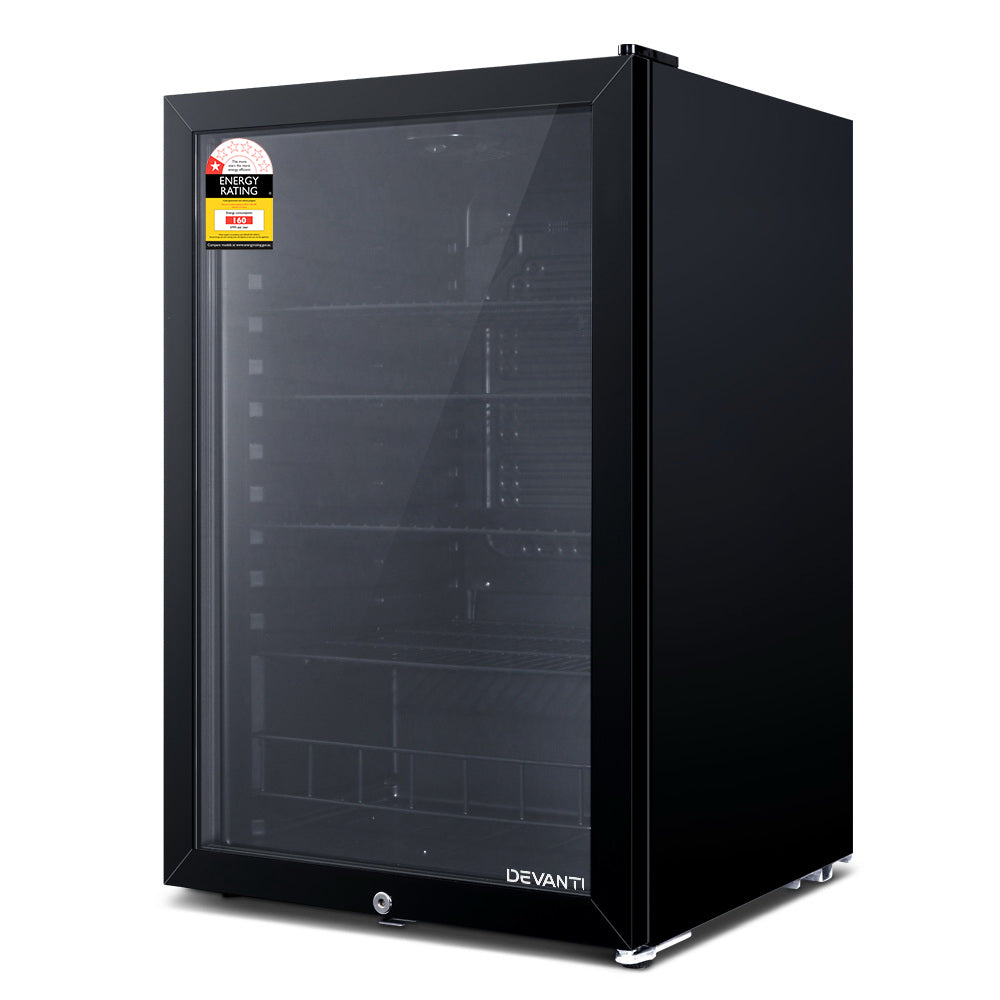115L Countertop Glass Door Commercial Display Fridge - Black - Homecoze