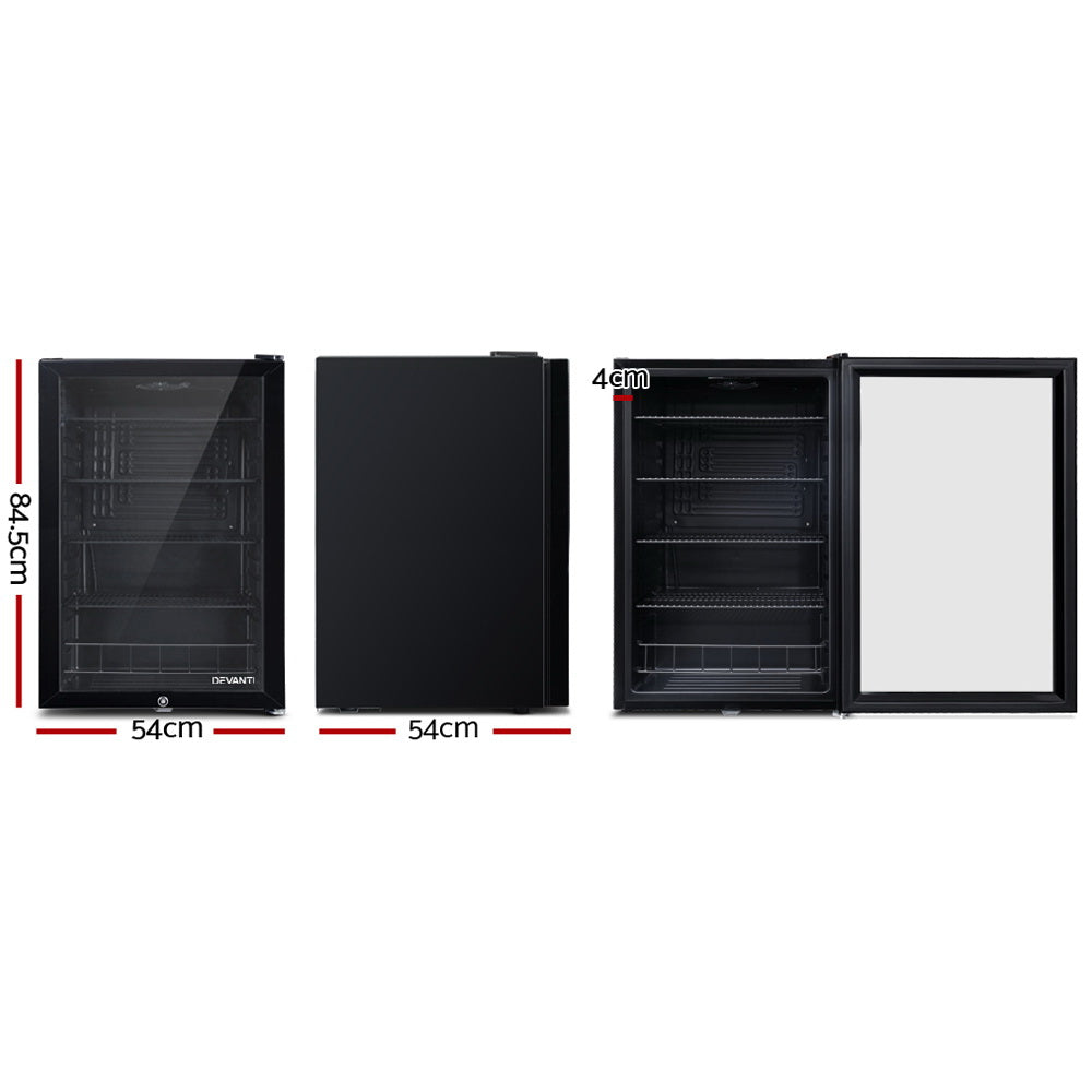 115L Countertop Glass Door Commercial Display Fridge - Black - Homecoze